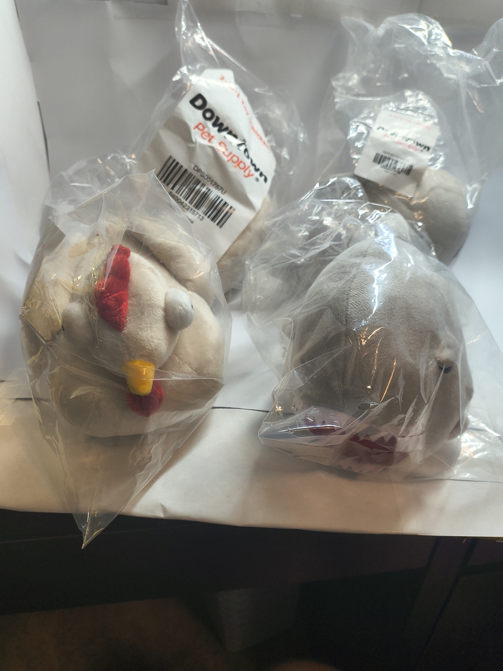 Plush Dog Toy Lot of 2 Chicken Shark Small Dogs Puppies Light Chewers New